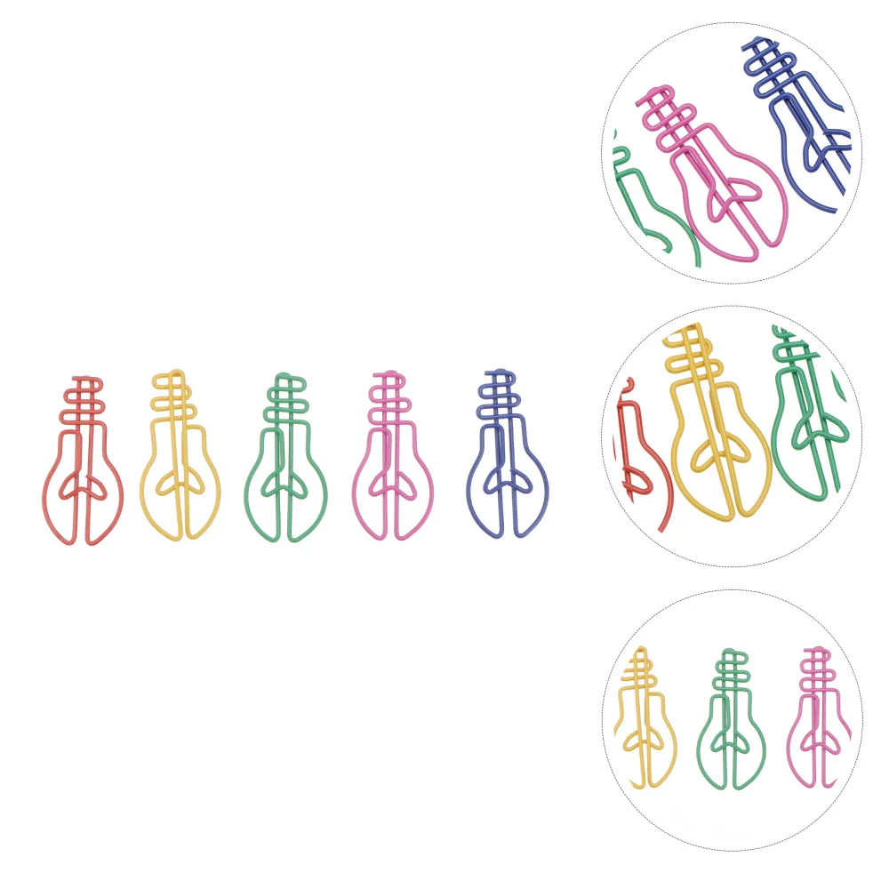 

30PCS Colorful Light Bulb Shape Paper Clips Creative Marking Clips Clips for Office School Wedding