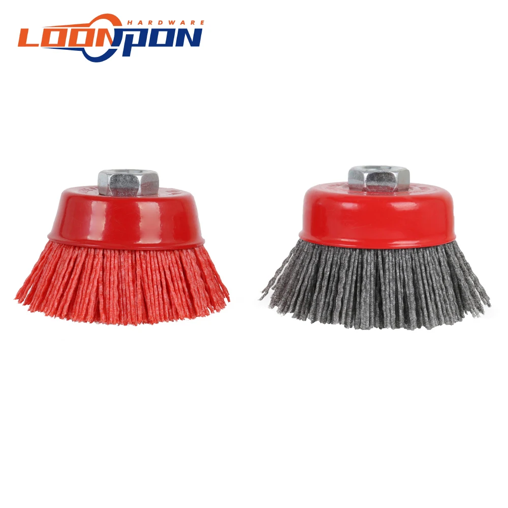 75 мм 3 дюймов чашка нейлоновые абразивные щетки колеса M14 ворс полимерно абразив