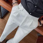 2020 Новые Белые Свадебные классические брюки для мужчин, деловой костюм, повседневные зауженные строгие брюки, брюки, костюм, мужской костюм