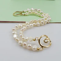 new favorite pearl bracelet white 2row baroque freshwater pearl gold plated chain buckle can be worn at will ladies fine jewelry