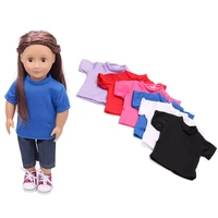 18 inch american doll girls clothes short sleeve suit black pant newborn baby toys accessories fit 40 43 cm boy dolls c91