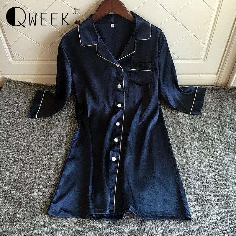 Сексуальное Ночное платье Женское ночное белье шелковая ночная сорочка атласное