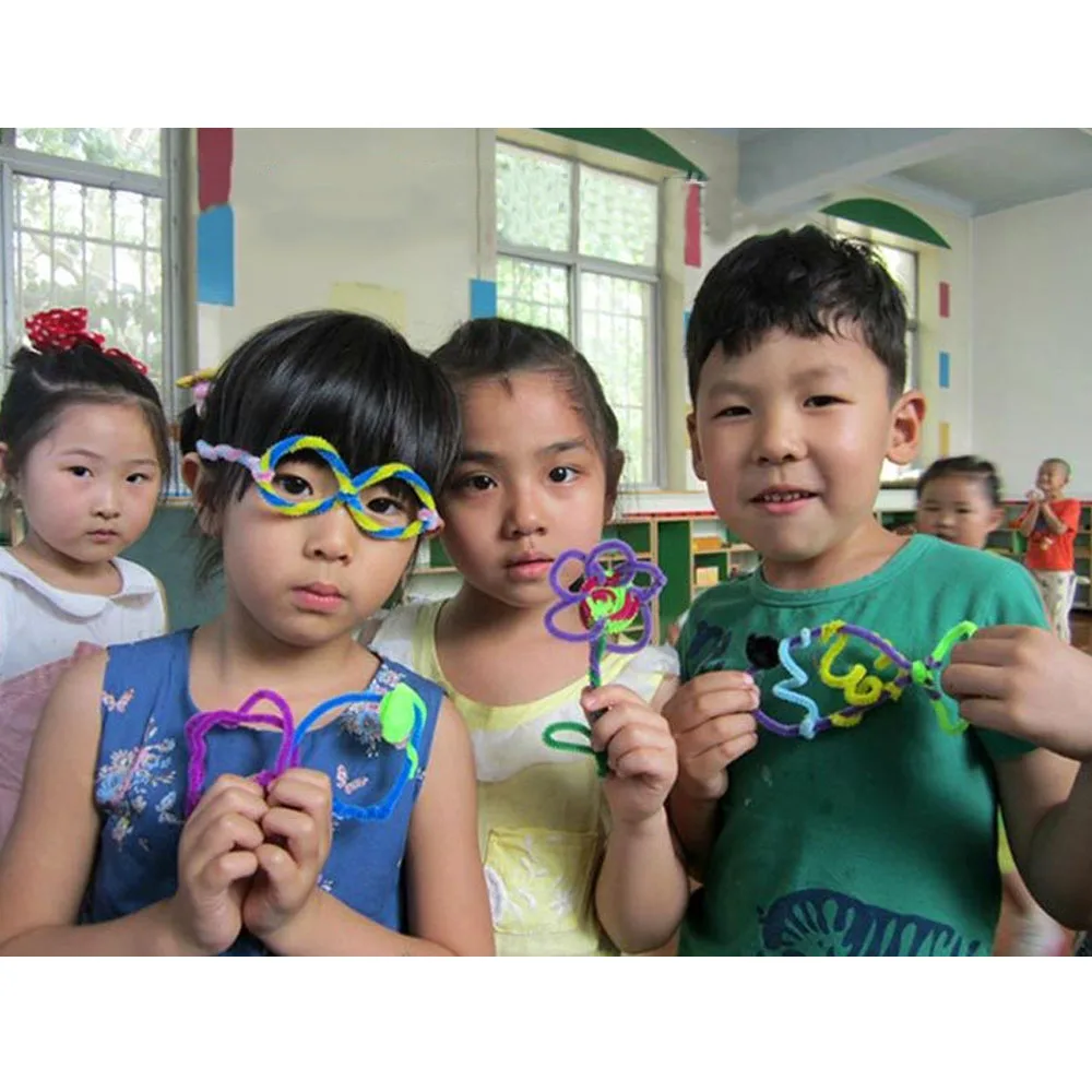 100 Детские разноцветные радужные шенильные стержни Монтессори палочки