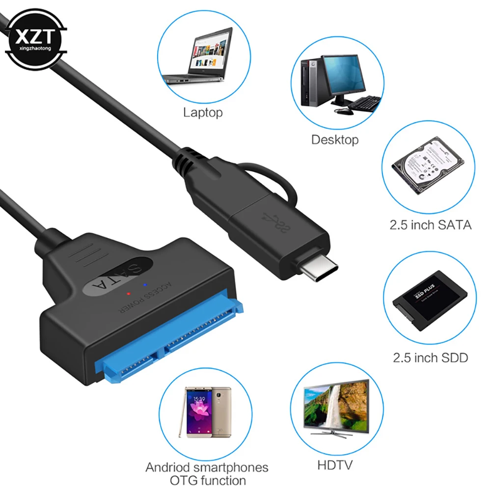 2 в 1 SATA III к USB 3 0 кабель Внешний жесткий диск C Serial ATA 22pin конвертер UASP для 5