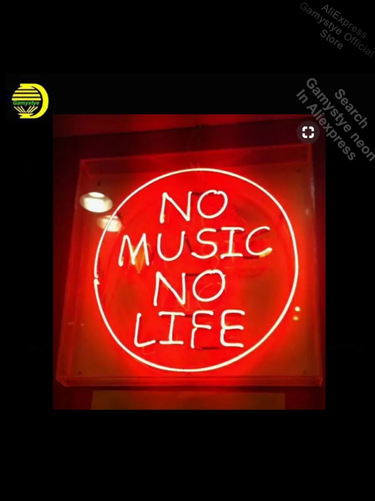 

NO MUSIC NO LIFE NEON LIGHT SIGN REAL GLASS Tube PUB Sign Advertise Neon Shops Display Windows Garage Wall Sign neon sign beer