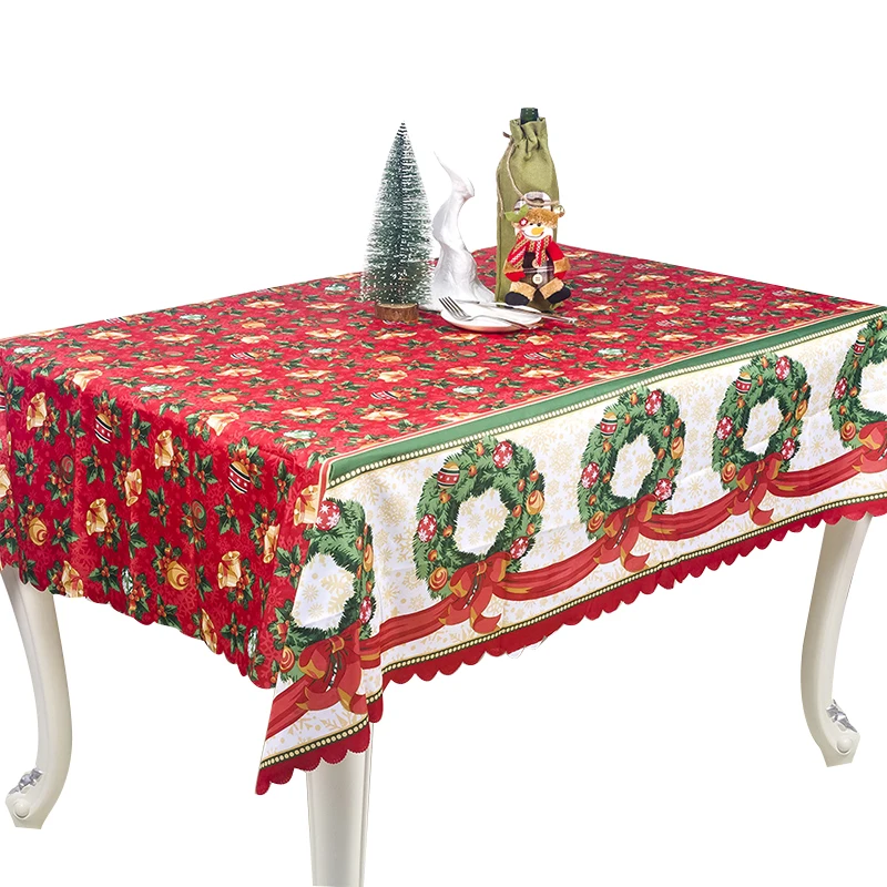 Красная скатерть для стола Рождественская с принтом 150*180 см Свадебный декор