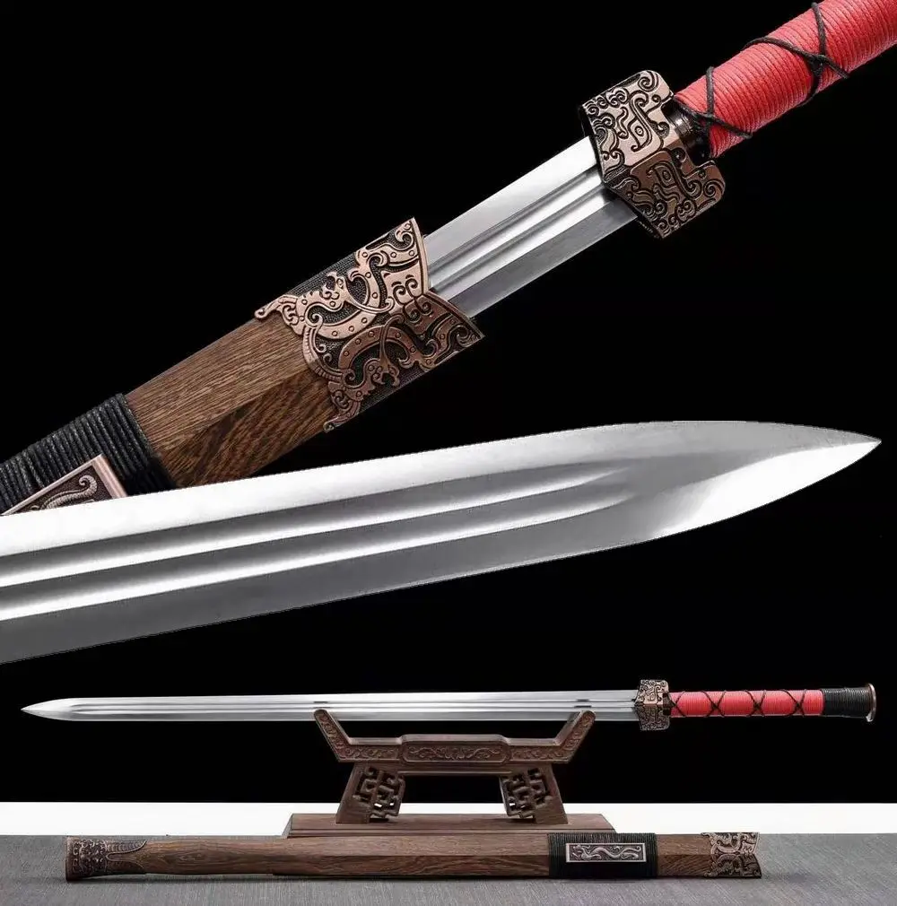 

Hand Forged Battle Chinese Kung Fu Sword Sharp Spring Steel Blade Wushu Han Jian Full Tang