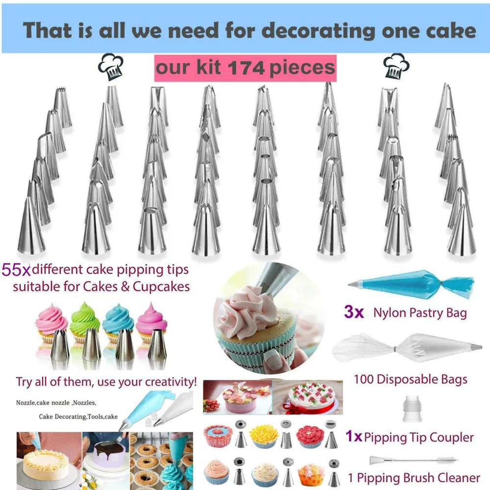 Набор для украшения торта 174 шт. набор выпечки обледенение Кондитерские насадки