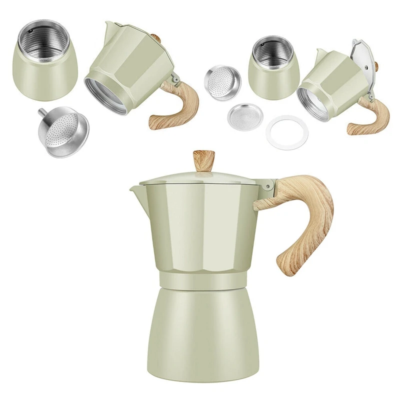 

Набор из 2 кофеварки, алюминиевый Перколятор для мокко, эспрессо, Кофеварка, кофейник, 3 чашки, 6 чашек
