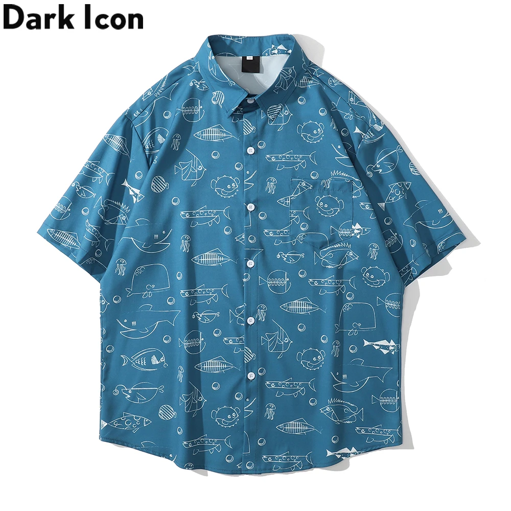 Гавайская рубашка с принтом Dark Icon мужская летняя пляжная для отдыха Мужская