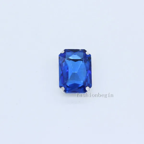 Mid sapphire Все размеры 24-Цвет Плоский Прямоугольник пришить стеклянные стразы камень хрустальные камни стразы для шитья, цепочки с кристаллами с серебрянной акантовкой, кнопка аксессуары для одежды - Цвет: Mid sapphire