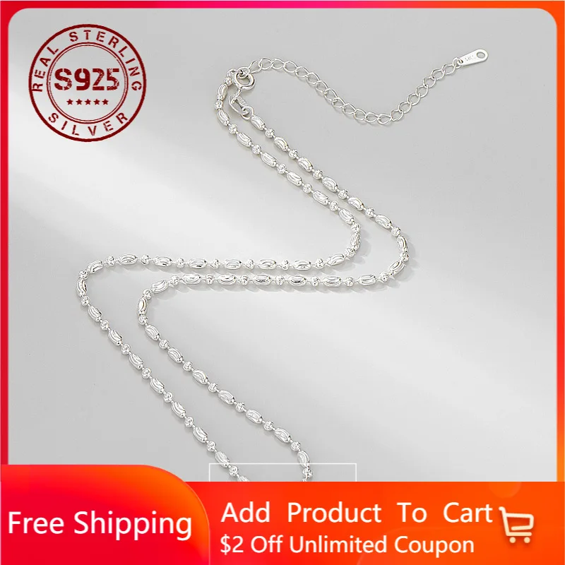 

Women Silver Necklace Sterling Silver 925 Beads Choker Chain for Women Fashion Necklace Party Entertainment Jewelry Accessories