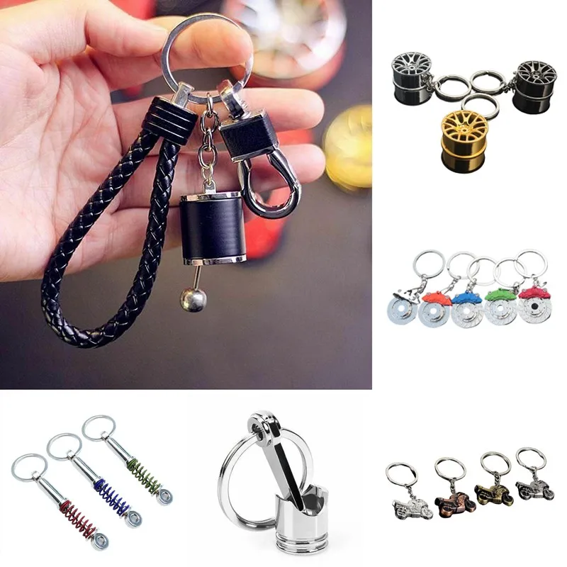 

Car Metal Keychain Turbo Gear Hub Pendant Brake Disc Shock Absorber Pendant Creative Key Ring Gift
