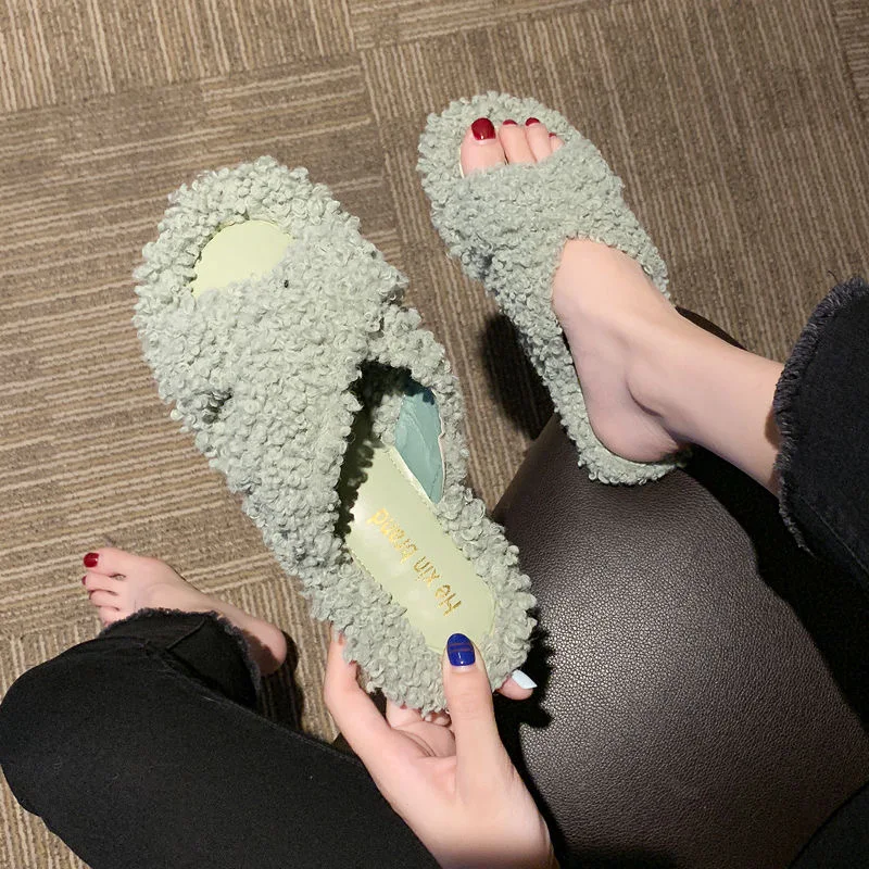 Симпатичные хлопковые плюшевые шлепанцы на плоской подошве для женщин и девочек