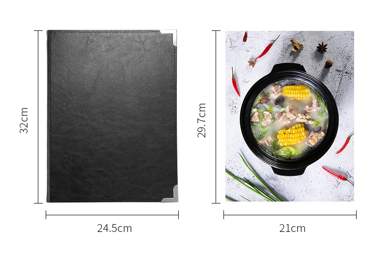 Чехол в твердом переплете для меню A4 из искусственной кожи прайс-лист с