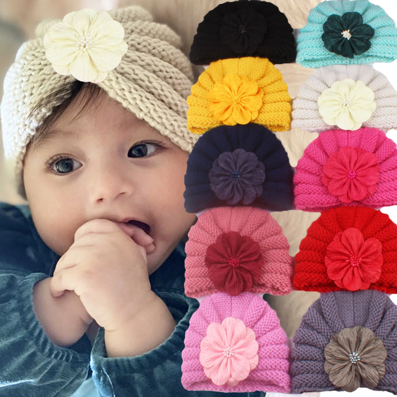 

Sagace Winter Hats Children's Woolen Warm Hat Autumn And Winter Match Flower Knitted Hat Lovely Flower Knitted Hats