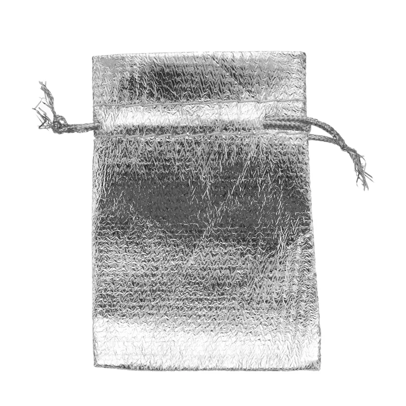 

50pcs/set Jewelry Packaging Bags Silver Gold Color Adjustable Drawstring Velvet Bag For Wedding Gift Pouches 5x7cm 7x9cm 9x12cm