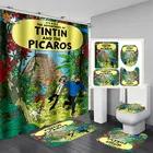 Водонепроницаемая душевая занавеска CAVVING с 3D принтом Приключения тинина, набор Противоскользящих ковриков для ванной комнаты, коврики для туалета