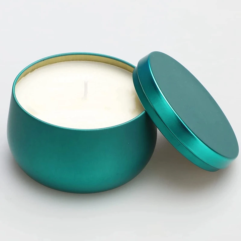Jual Kaleng Lilin 24 Buah, Kaleng Logam Besar 8 Oz Dengan Tutup Kontainer Penyimpanan Kosong Timah Perjalanan Bundar Portabel, 3 Warna