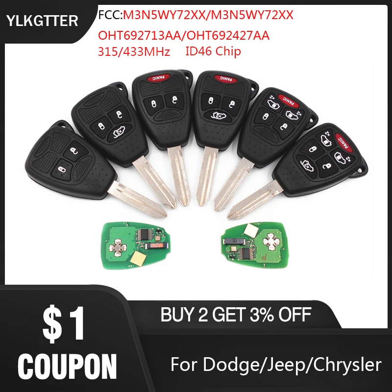 YLKGTTER 315/433 Мгц дистанционный ключ для Dodge Dakota Durango зарядное устройство Jeep Grand Cherokee