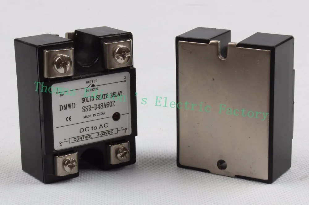 Однофазное vтвердотельное реле с индикатором 60A SSR-60DA вход 3-32VDC выход 24-480VAC SSR 60DA
