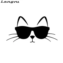 Langru 14 см * 7 2 Fury Cat с солнцезащитными очками виниловая наклейка на