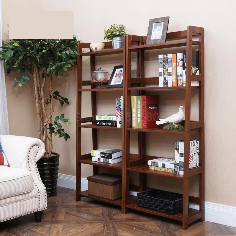 Простой книжный шкаф из массива дуба простая полка для гостиной напольная детей