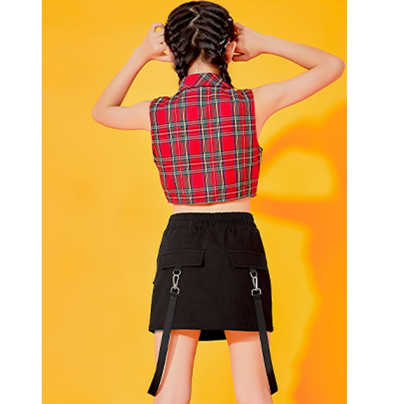 

New Girls Hip Hop Dance Costumes For Kids Skirts Suit Jazz Performance Costumes Clothes Street Dancing Wear WD0049