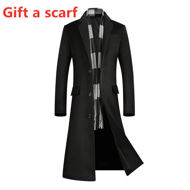 Длинная куртка ниже колена мужское шерстяное пальто Мужское ветровка мужские