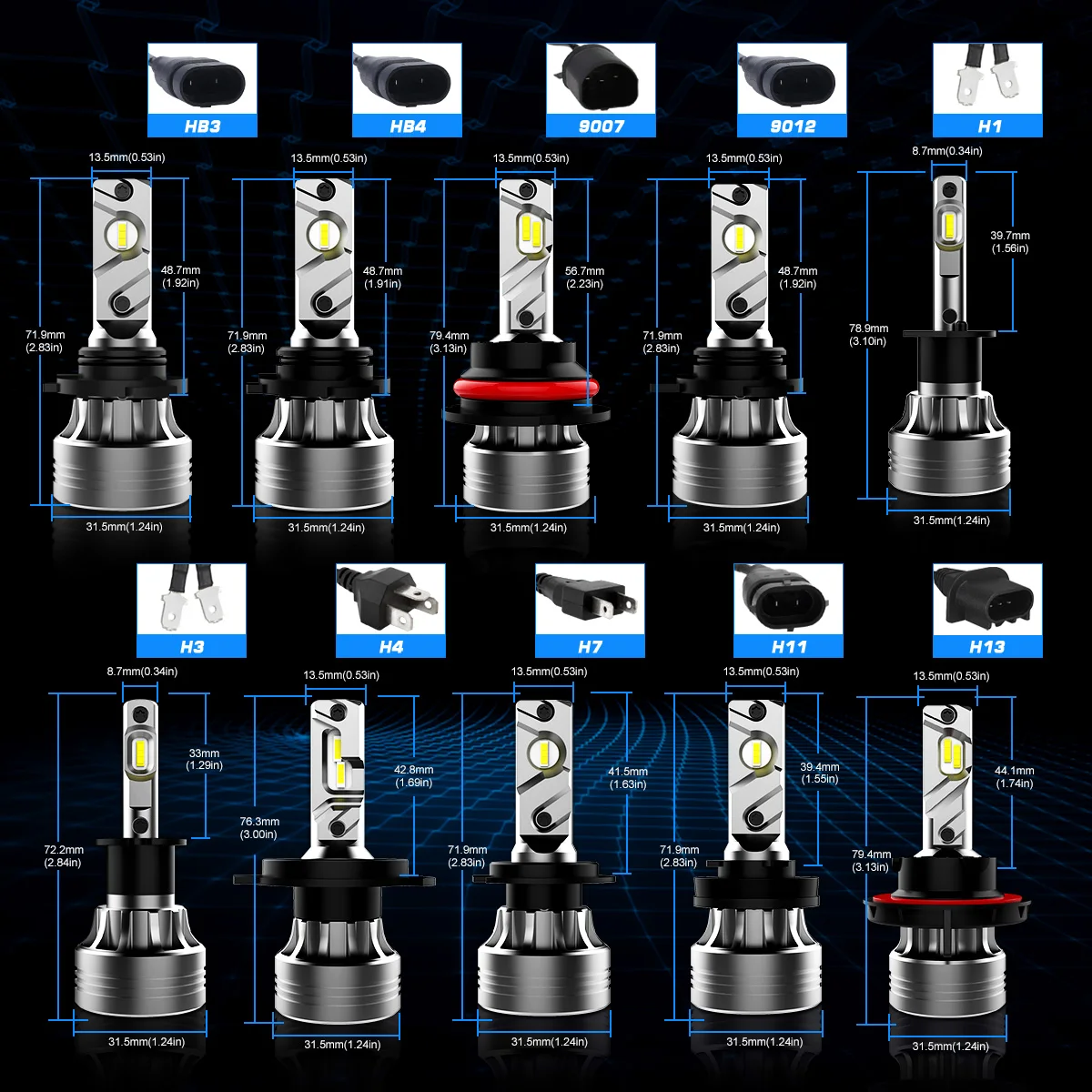 NOVSIGHT Car Headlight H7 LED H4 Hi/Lo H1 H3 H11 H13 9005 9006 9007 9012 80W 20000LM  6500K Auto Headlamp Light Bulbs No Noise images - 6