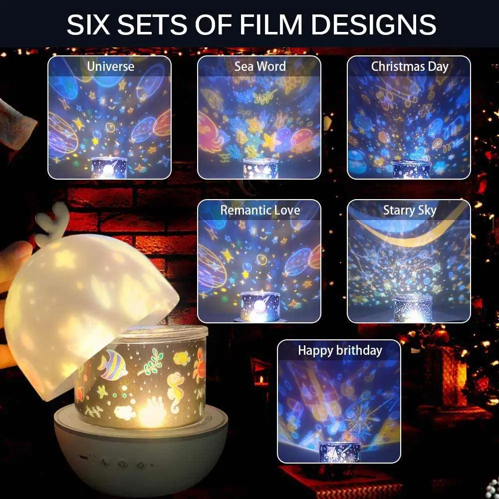 

Music Projector Night Light With Speaker Chargeable Universe Starry Sky Rotate LED Lamp Colorful Flashing Star Kids Baby Gift