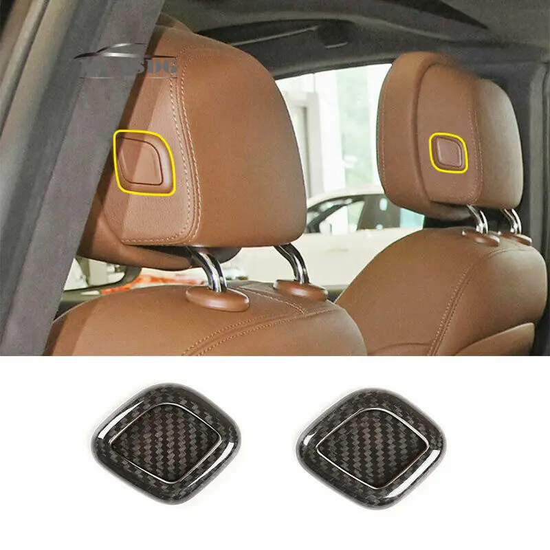 Real Dry Hard Carbon Fiber Headrest Button Cover Fit for Maserati Ghibli 14-21