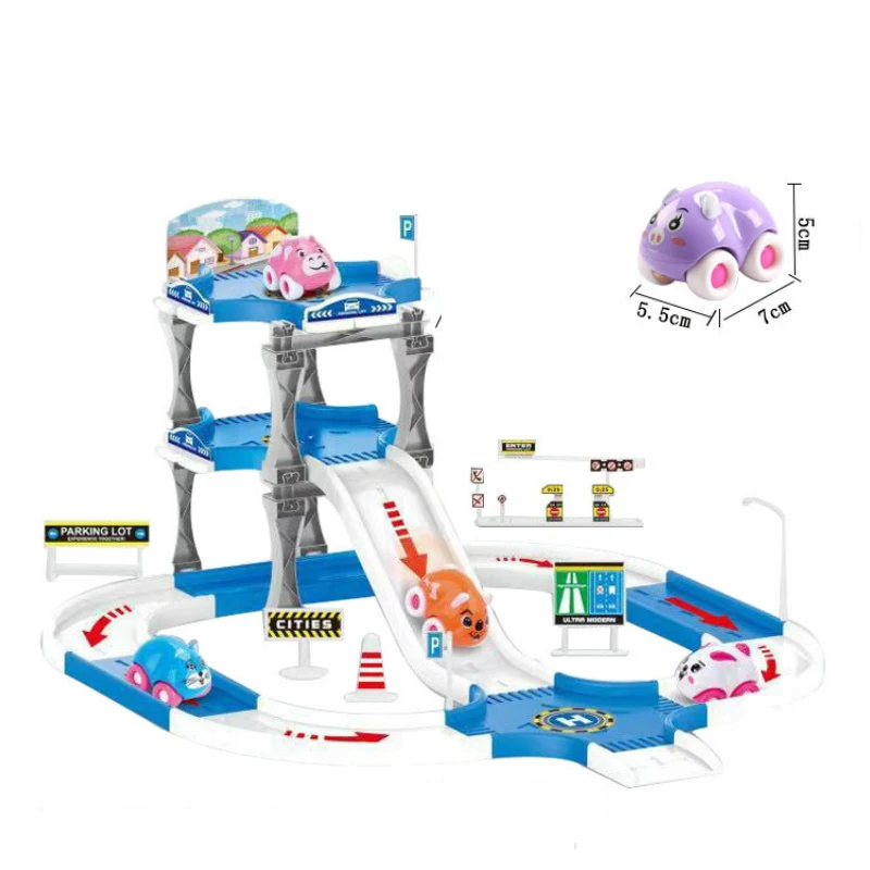 

Children's Parking Lot Track Toy Inertial Container Truck Military Police Series Car Model Set Holiday Gift Boy Toy