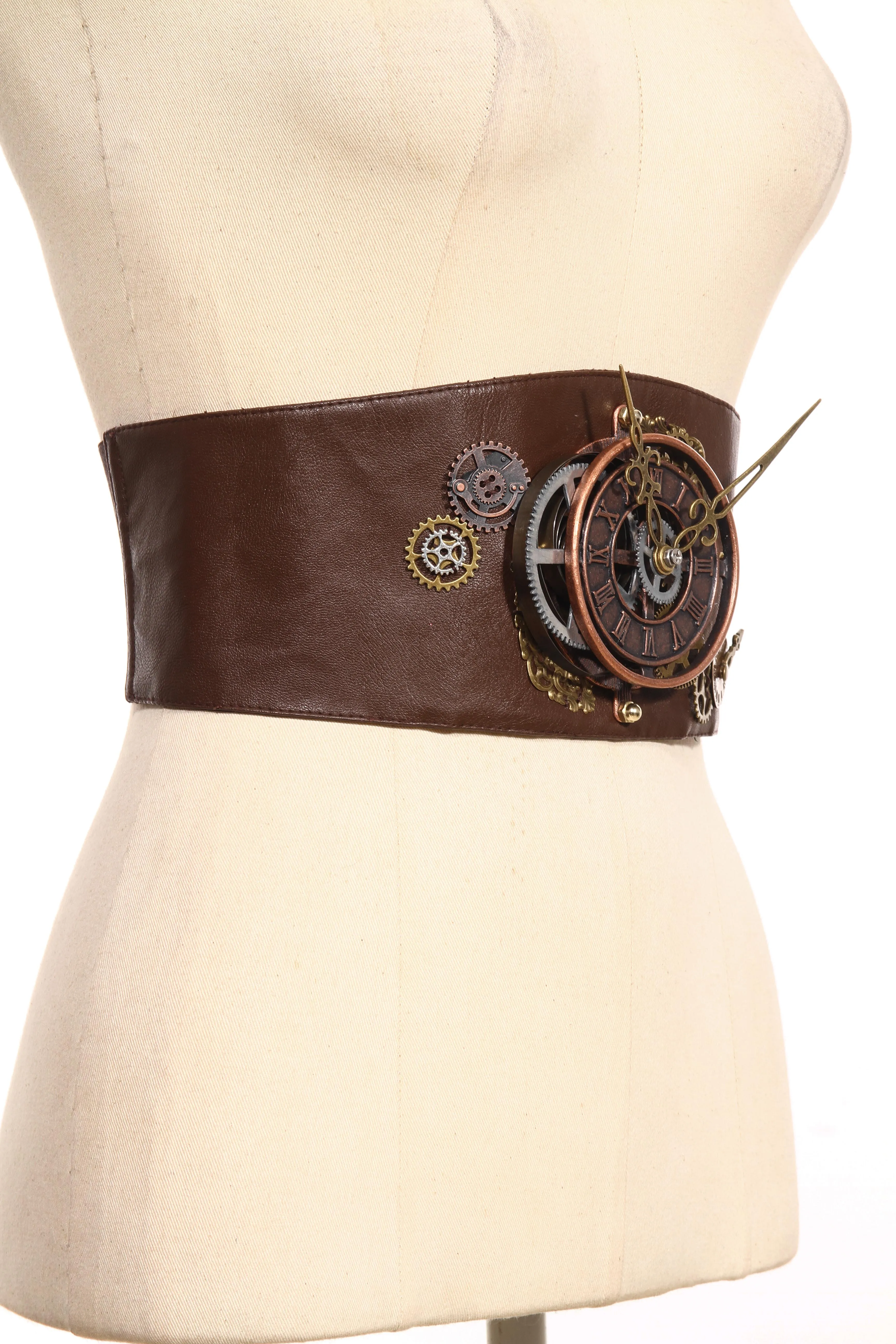 

Steampunk Men's Women's Gear Girdle Black Brown PU Leather Metal Belt Gothic Accessories