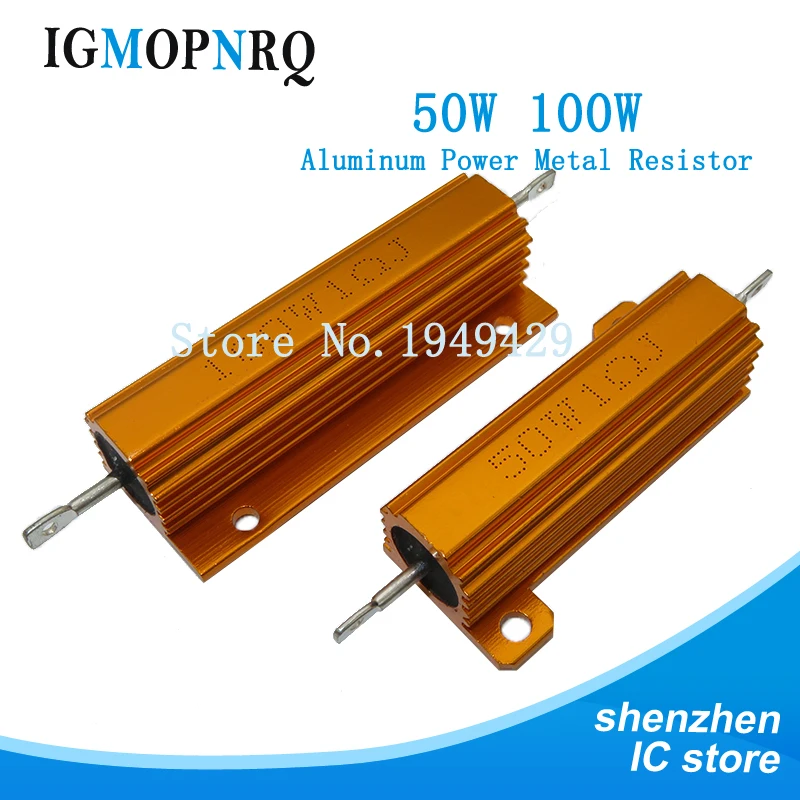 

50W 100W Aluminum Power Metal Shell Case Wirewound Resistor 0.01 ~ 100K 0.1 1 1.5 2 6 7 8 10 20 100 150 200 300 1K 10K 100k ohm