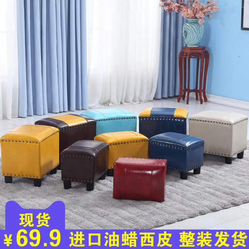 Американский табурет из массива дерева маленькая скамейка для гостиной домашняя