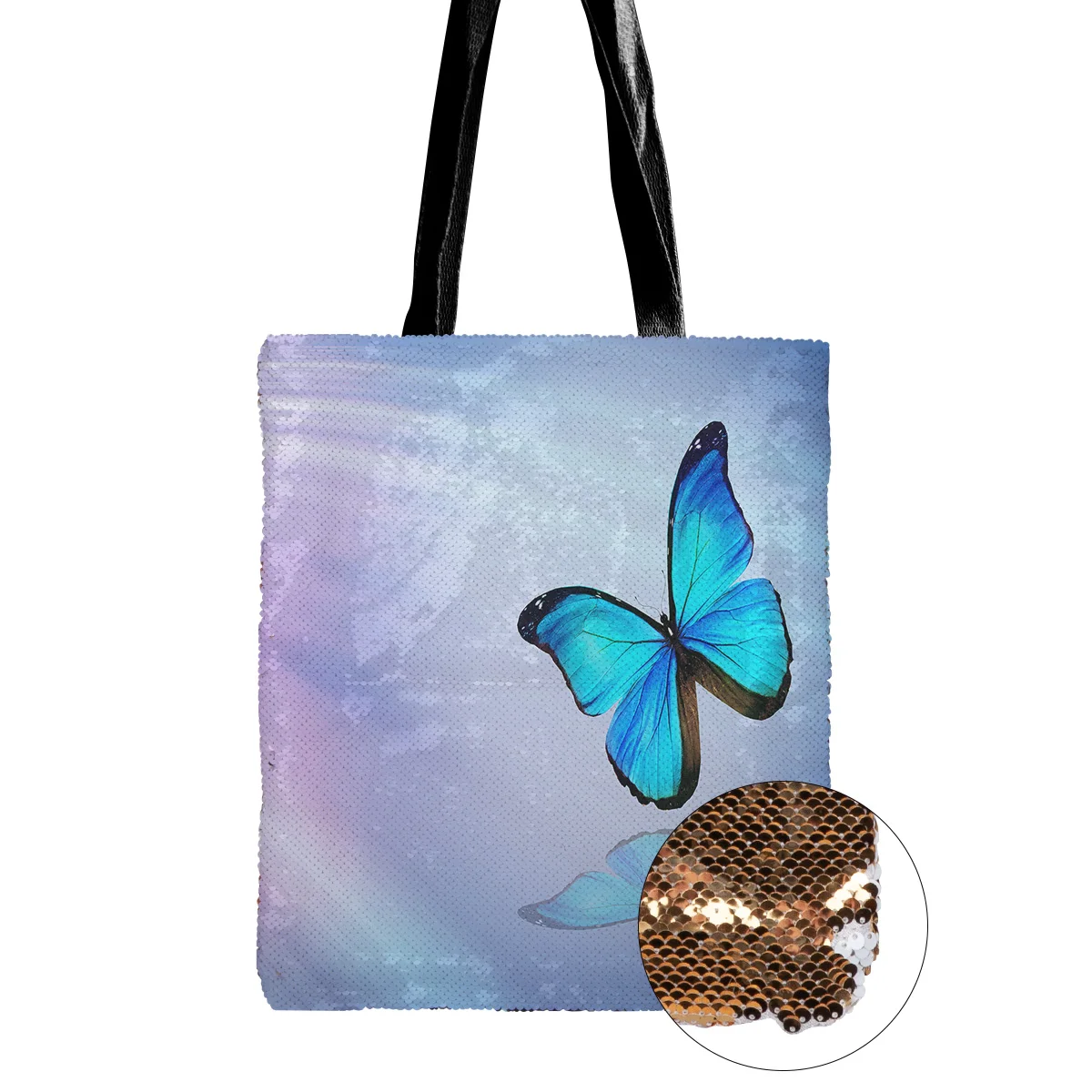 Сумка на плечо с изображением животных и синей бабочки женские сумки одно