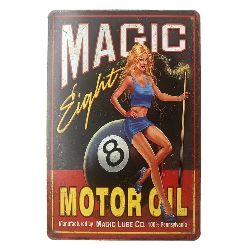 

Magic Motor Oil Metal Tin Signs Wall Plaque Art Painting Poster for Pub Bar Gas Station Garage Decor