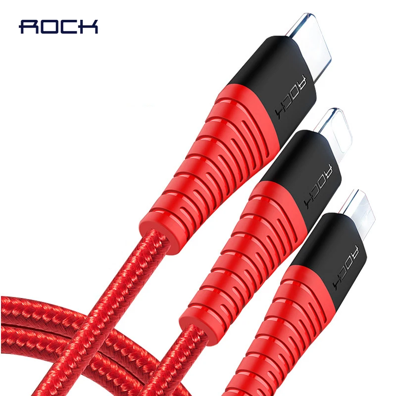 Кабель Rock 3 в 1 для iPhone Samsung s9 huawei xiaomi кабель быстрой зарядки с разъемом lightning micro usb