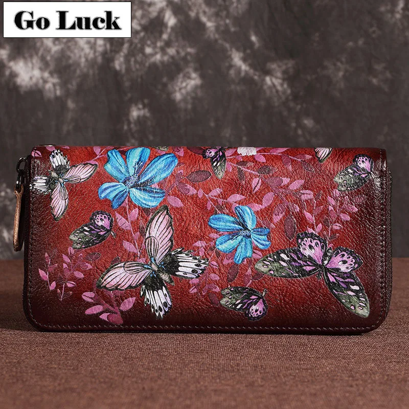 Модный брендовый клатч GO LUCK из натуральной кожи кошельки Женский кошелек на