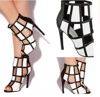 

Fashion Gladiator Zip Women Sandals Peep Toe Thin Heels Super High Shoes Cover Heel Casual Mixed Colors Fashion Ladies Sandals