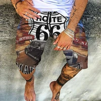 mens 3d summer fashion shorts hawaiian beach pants drawstring waist loose large size s 6xl route 66 theme