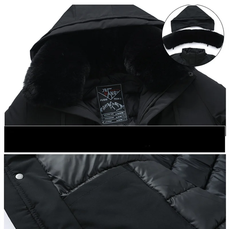 

FGKKS Brand Men Hooded Parka Coat Men Business Casual Fur Collar Parkas Overcoat Male Mid-Length Parkas Coats Winter Clothes