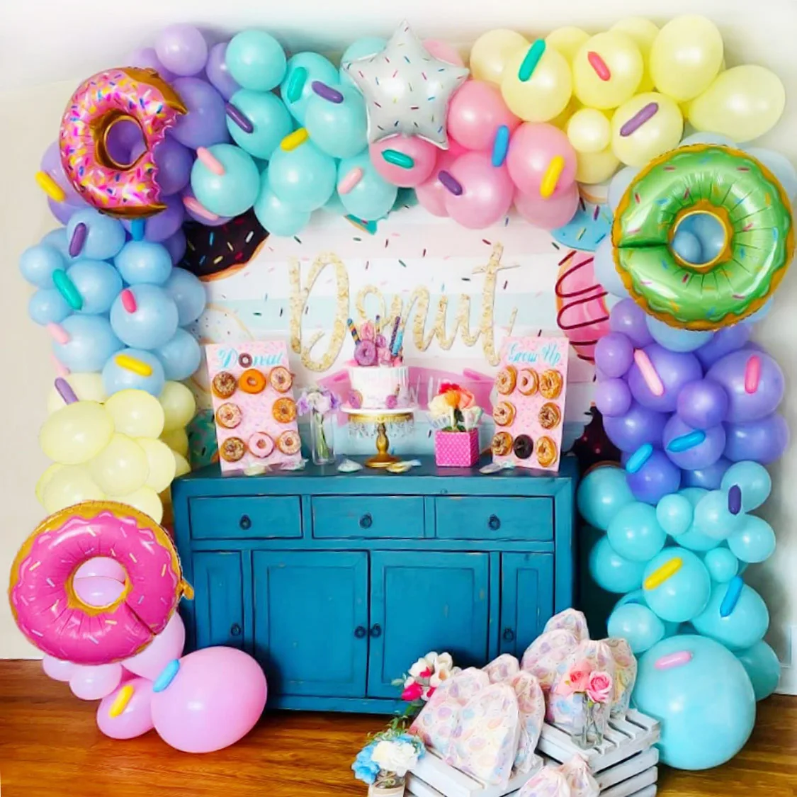 

169Pcs/set Donut Macaron Balloons Garland Arch Pastel Candy Ballons Helium Globos for Baby Shower Birthday Ice Cream Party Decor