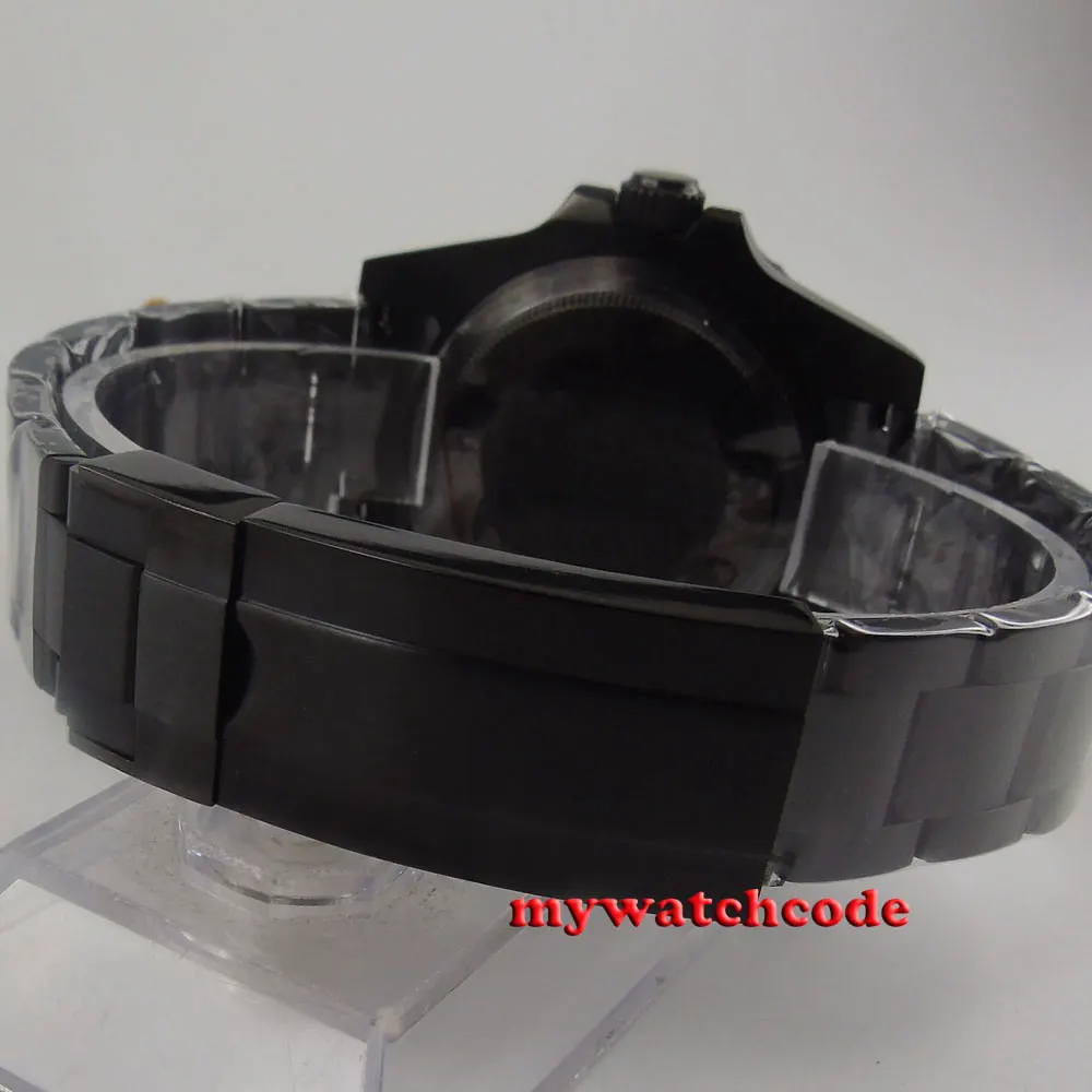40 мм Bliger черный циферблат PVD GMT керамический сапфировый Кристалл Автоматические SS