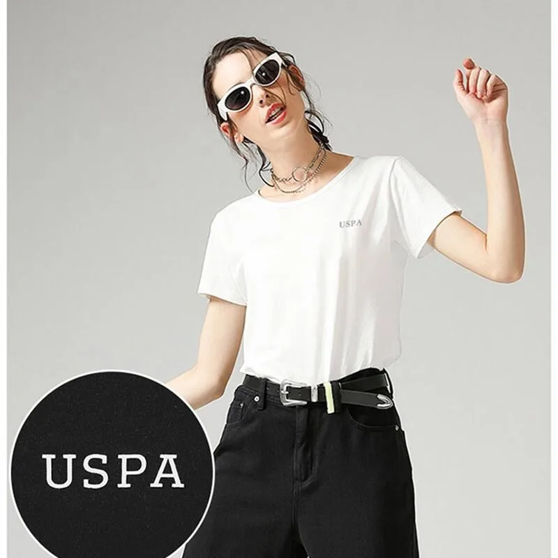 Американское поло. Универсальная хлопковая Футболка Assn. Черно-белая для мужчин и