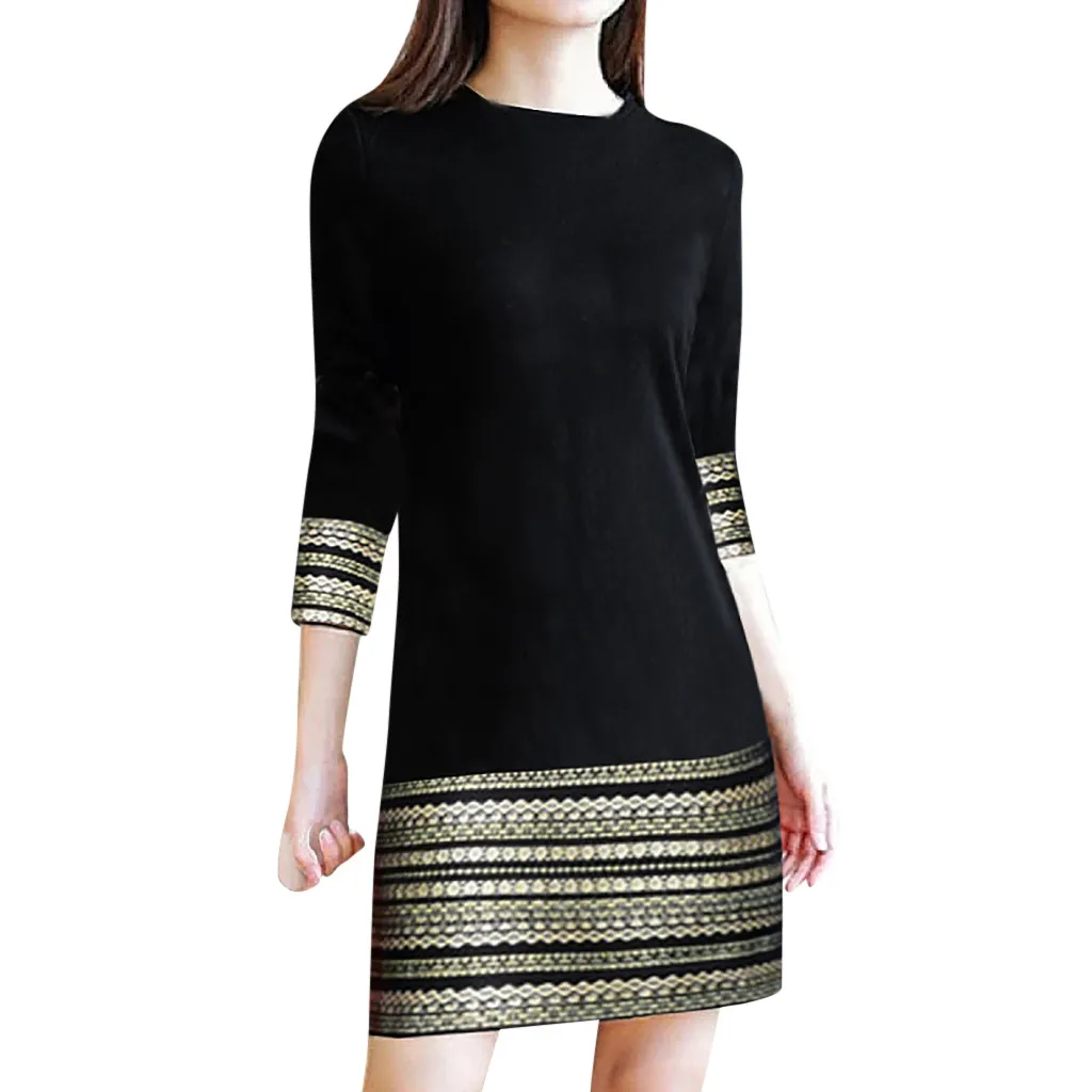 Женское осенне зимнее Платье с длинным рукавом Элегантное повседневное