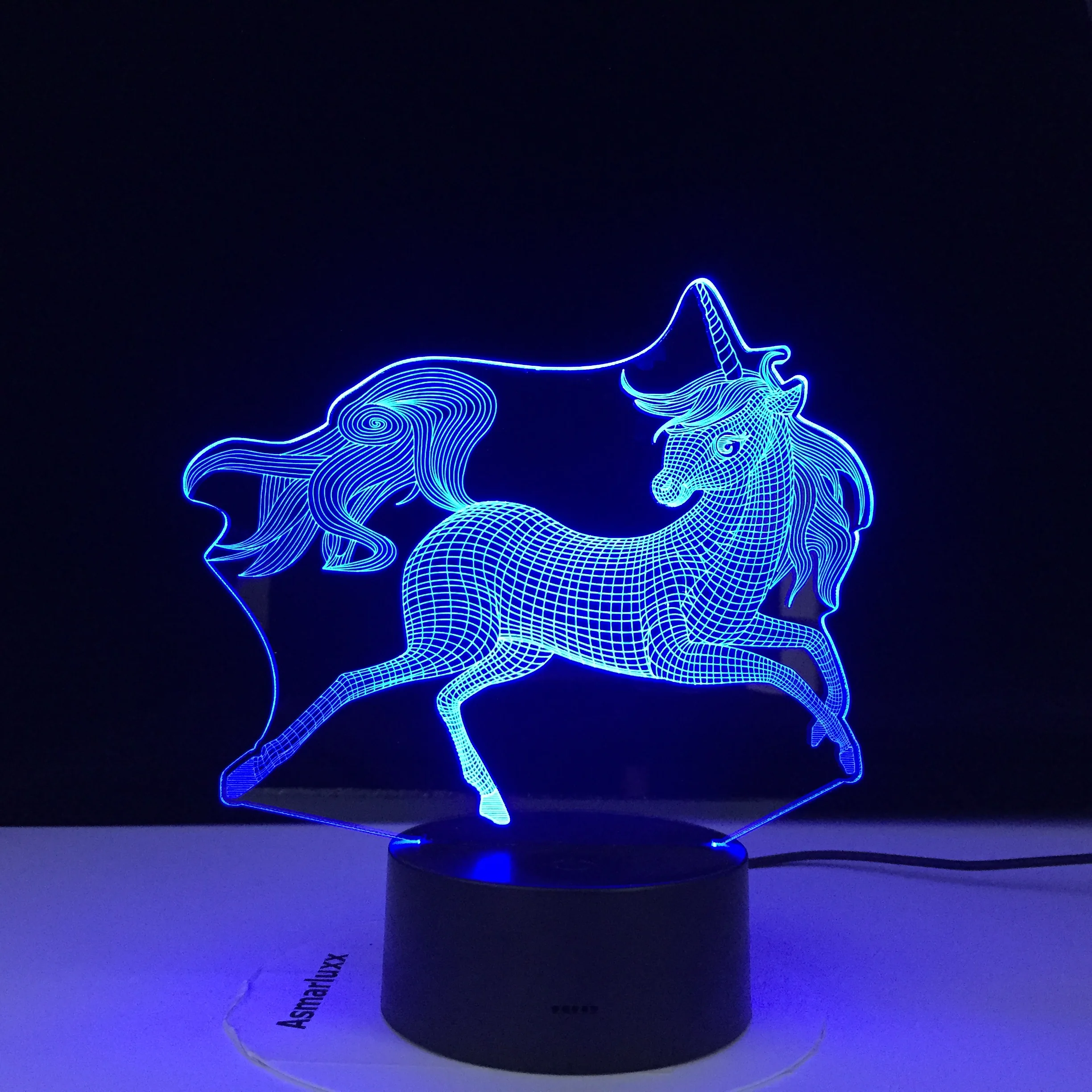 Новый дизайн Единорог 3D светодиодный светильник вечевечерние мультфильм лампа 7