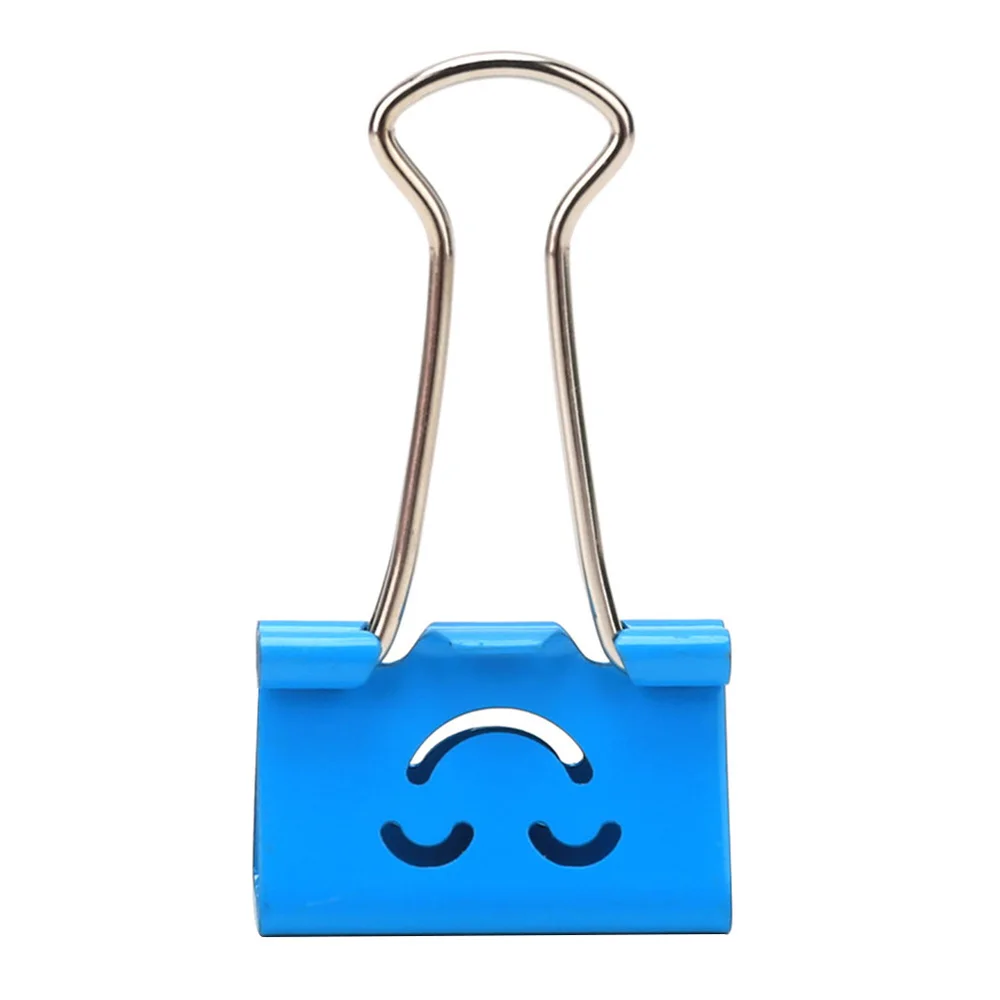 

10PCS Smile Face Design Metal Binder Clips Paper Clamp Clips Dovetail Design Clamps for School Office (Random Color) - Small Siz