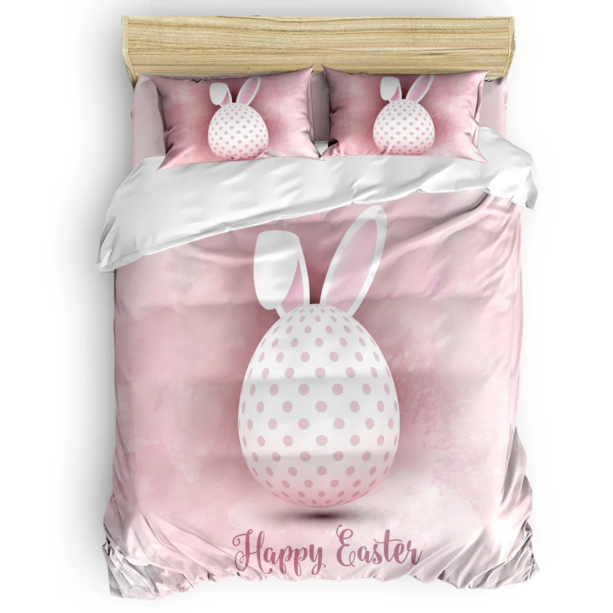 

Happy Easter Pink Rabbit Ears Duvet Cover Set 2/3/4pcs Bedding Set Bed Sheet Pillowcases Cover Set